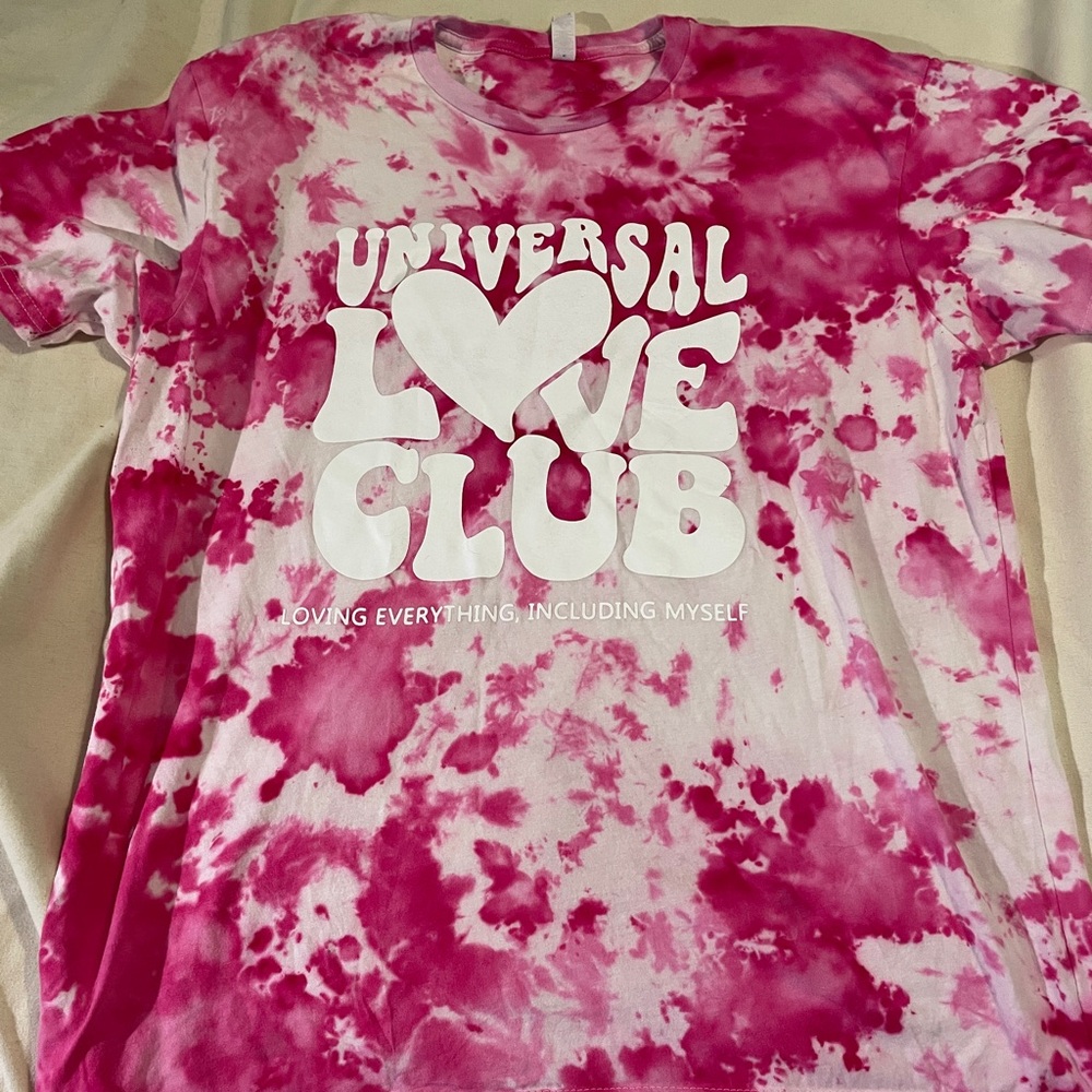 SLVR LNNG WOMENS Tie-Dye Crystal infused t-Shirt “Universal Love Club”